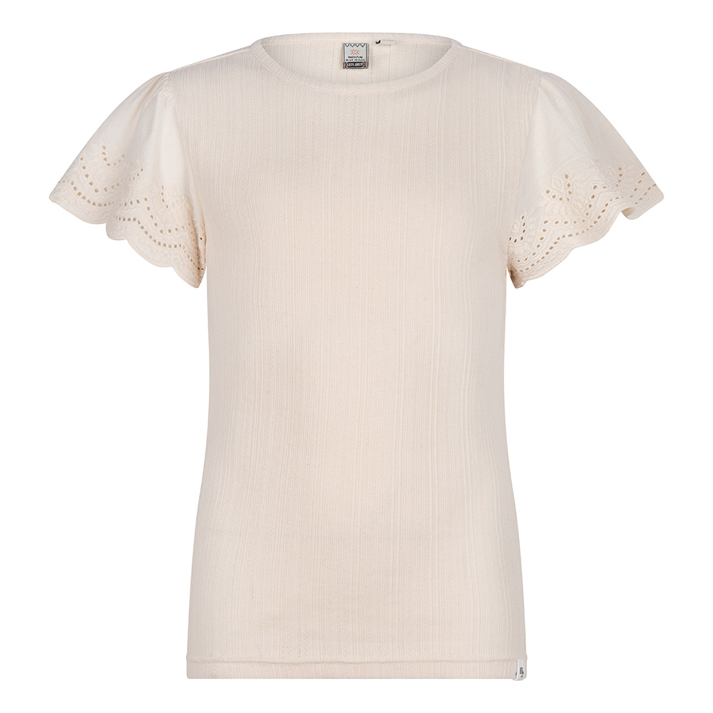 Meisjes t-shirt embroidery anglaise - Sandshell beige