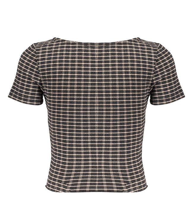 Frankie & Liberty Meisjes top - Macy - Fresh abrikoos / Zwart geruit