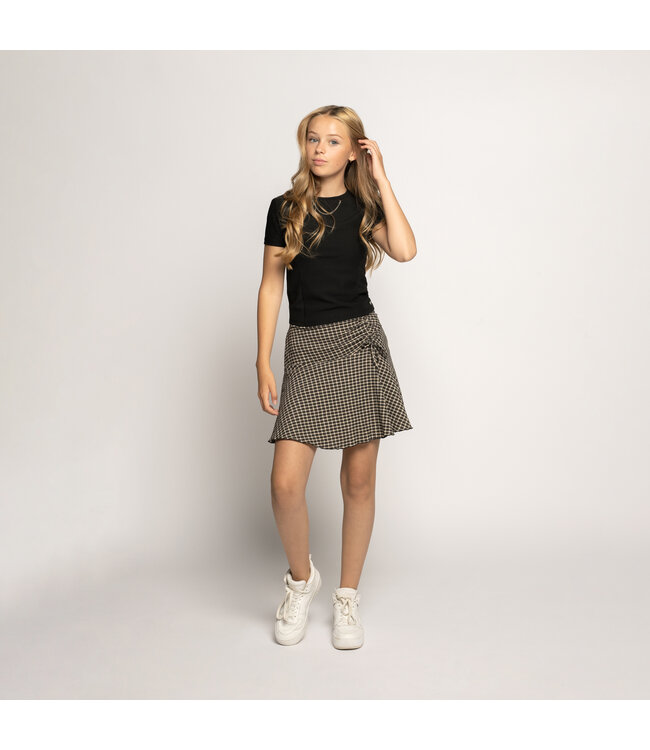 Frankie & Liberty Meisjes broek/rok - May - Fresh abrikoos / Zwart geruit