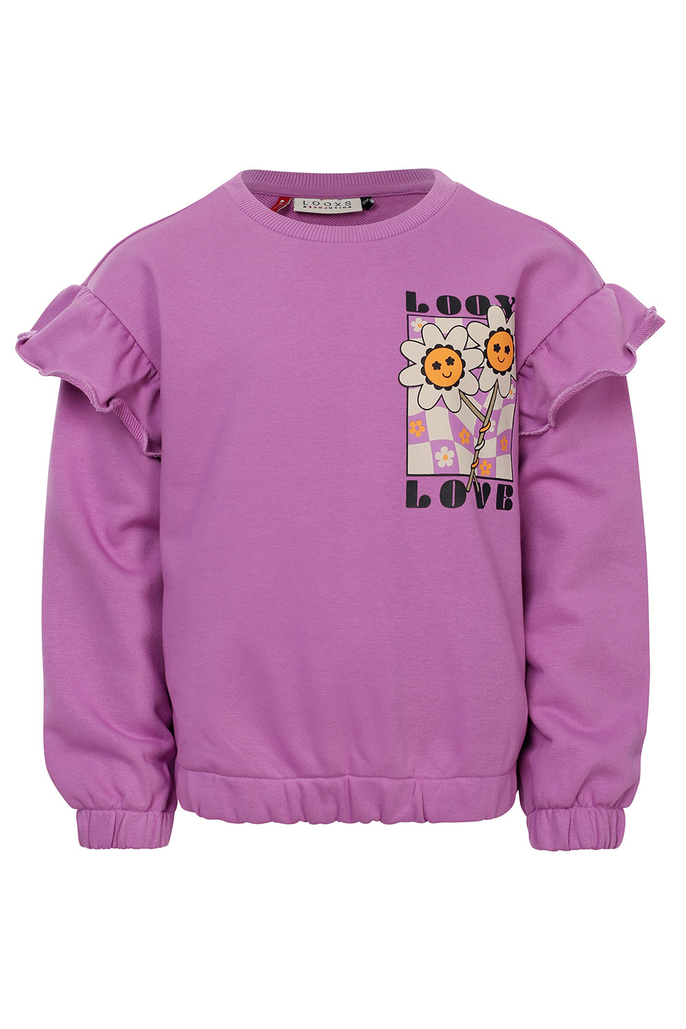 LOOXS Little 2411-7324-390 Meisjes Sweater/Vest - Maat 116 - Paars van 87% COTTON 13% POLYESTER CROSS LOOP FRENCH TERRY 3