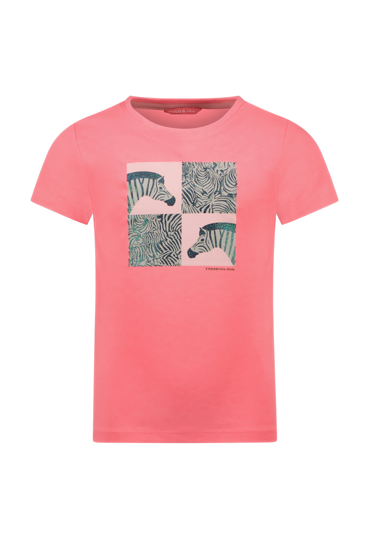 Tygo & Vito Meisjes t-shirt - Print - Neon roze