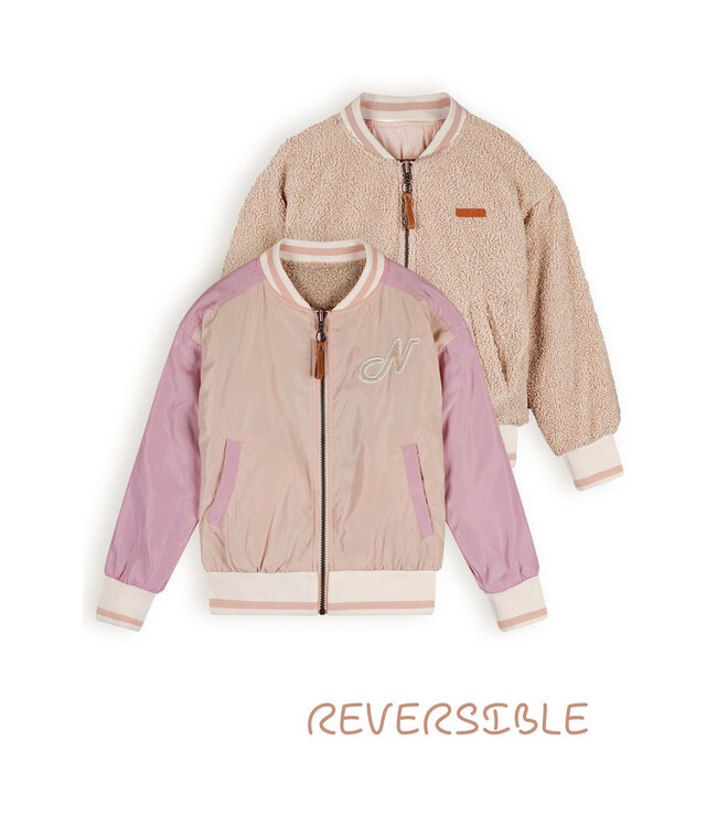 NoNo Meisjes reversibel zomerjas - Bomber - Zand blush