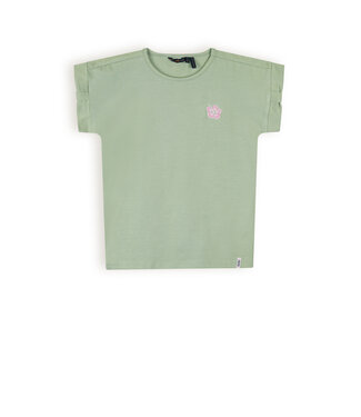 NoNo Meisjes t-shirt - Kamelle - Sage groen