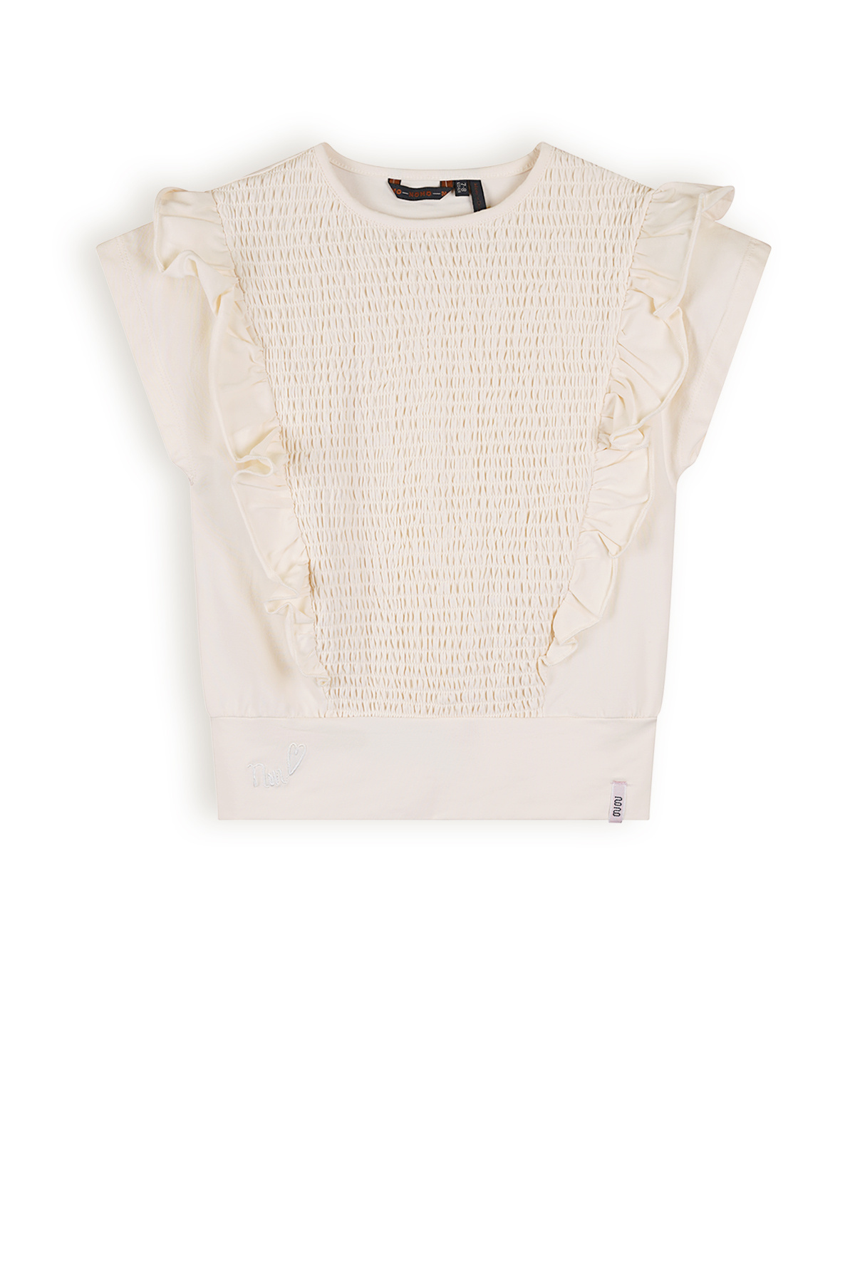 Meisjes t-shirt smock - Kety - Pearled ivoor wit