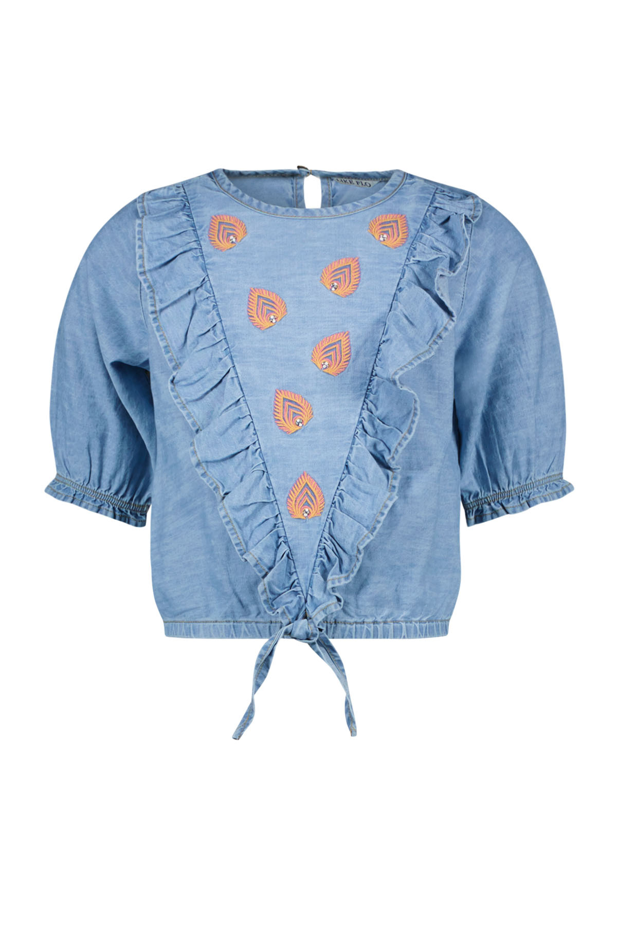 Like Flo F402-5155 Meisjes Blouse - lt denim - Maat 116