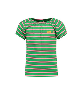 Like Flo Meisjes t-shirt gestreept - Groen stripe