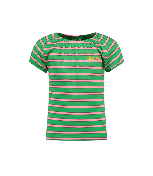 Like Flo Meisjes t-shirt gestreept - Groen stripe