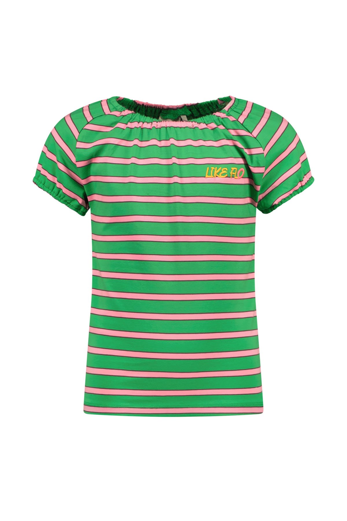 Like Flo Meisjes t-shirt gestreept - Groen stripe