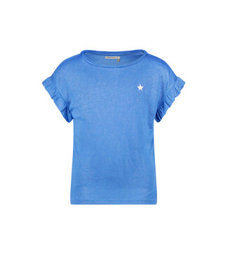 Like Flo Meisjes t-shirt slub metallic - Blauw