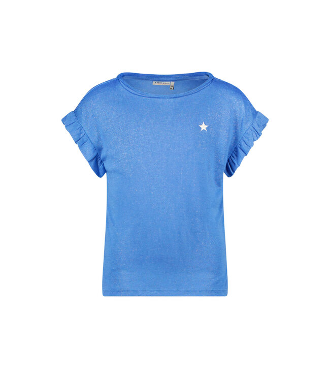 Like Flo Meisjes t-shirt slub metallic - Blauw