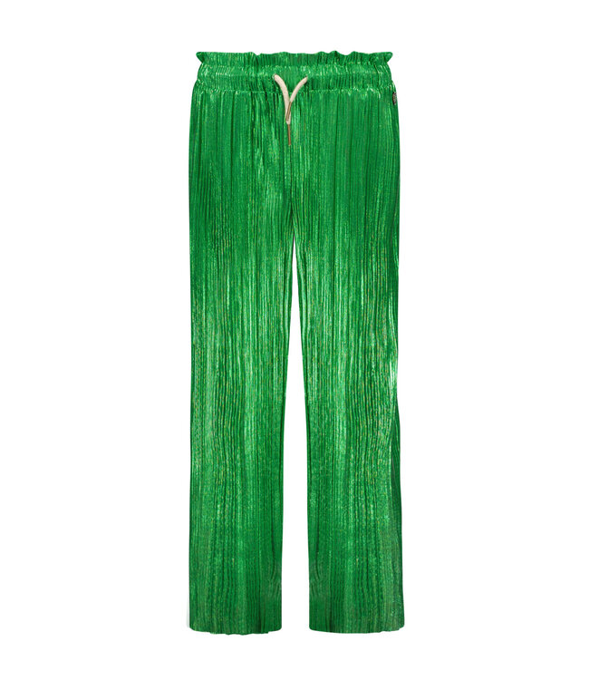 Like Flo Meisjes broek metallic plisse - Groen metallic