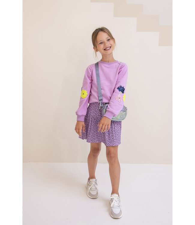 Like Flo Meisjes rok viscose crepe - Lilac stippen