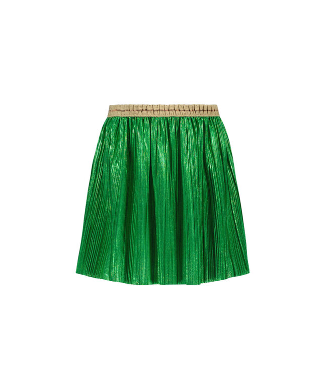 Like Flo Meisjes rok metallic plisse - Groen metallic