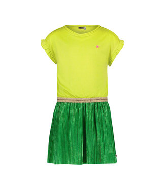 Like Flo Meisjes jurk glitter metallic - Lime groen