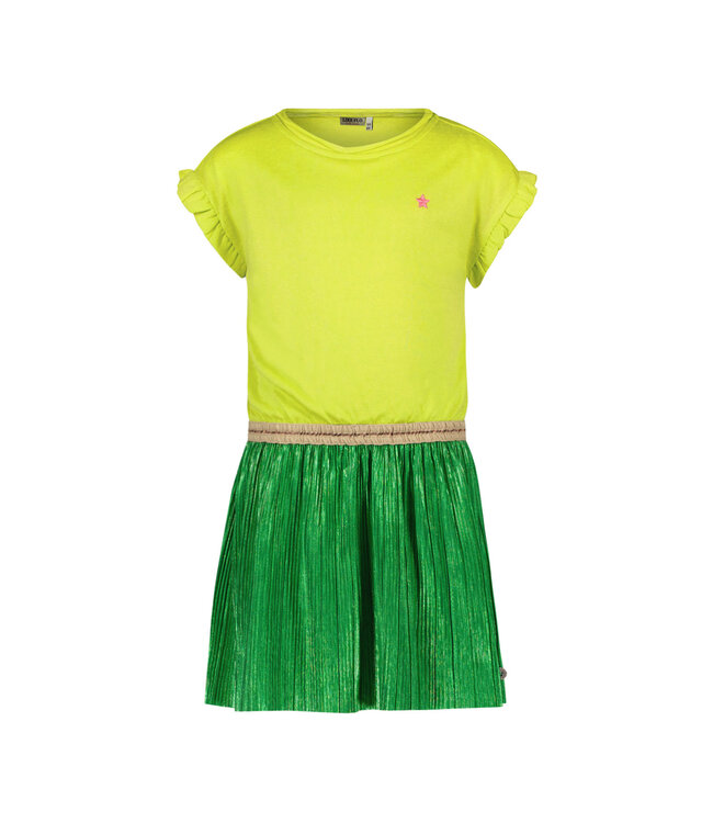 Like Flo Meisjes jurk glitter metallic - Lime groen