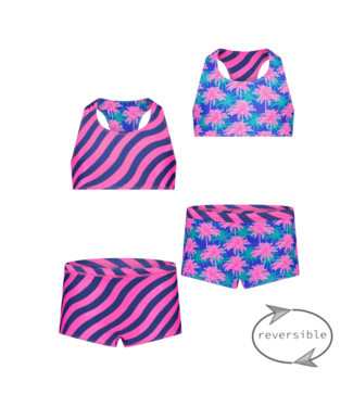 Just Beach Meisjes reversibel bikini - Wave roze kobalt