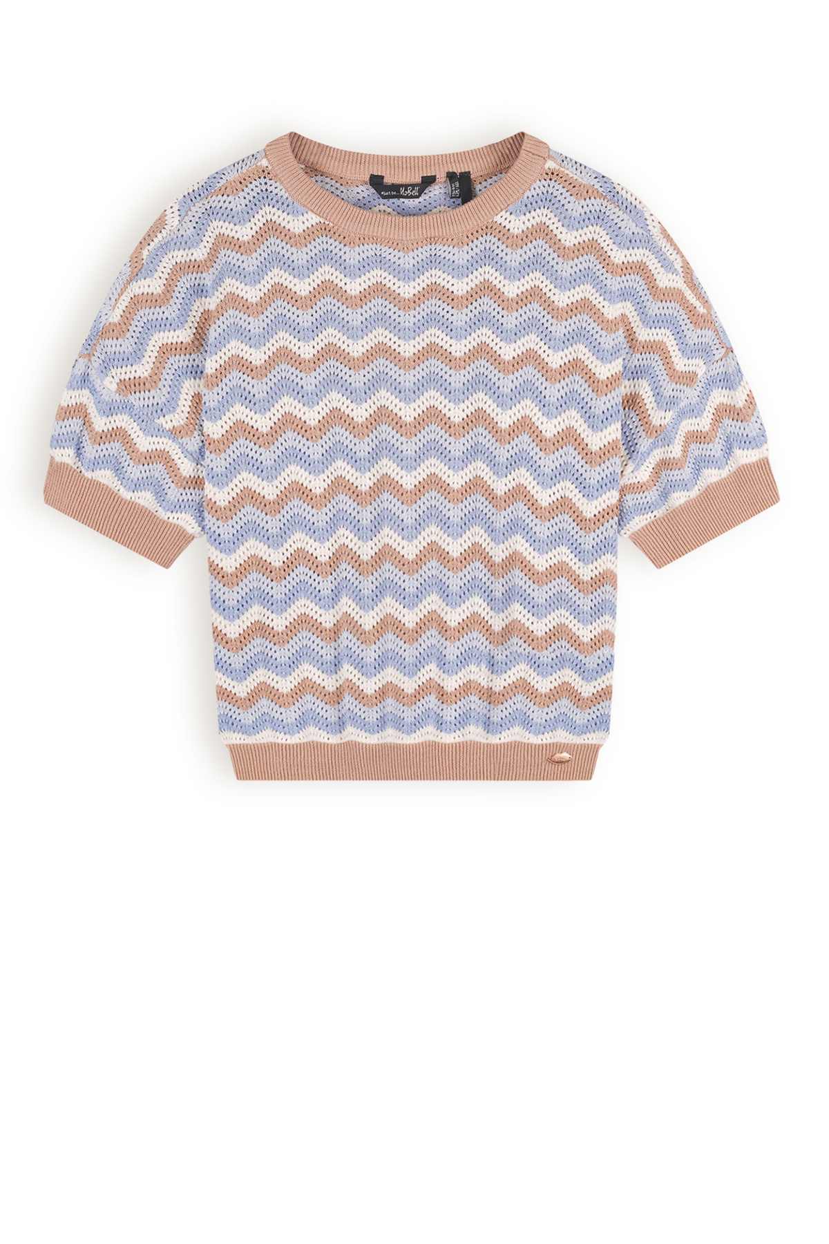 NoBell Meisjes top zigzag gebreid oversized - Alic - Pearled ivoor wit