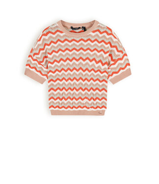 NoBell Meisjes top zigzag gebreid oversized - Alic - Zand blush