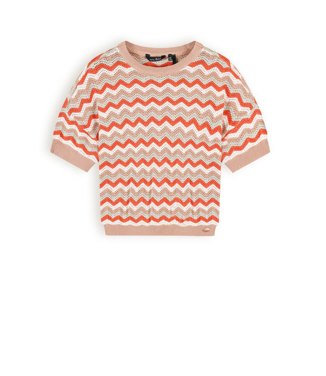 NoBell Meisjes top zigzag gebreid oversized - Alic - Zand blush