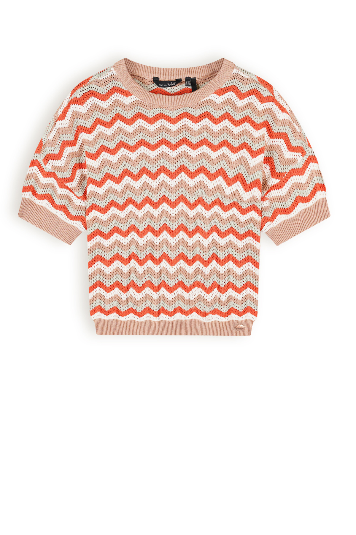 NoBell Meisjes top zigzag gebreid oversized - Alic - Zand blush