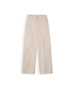 NoBell Meisjes broek cargo stretch - Susy - Pearled ivoor wit