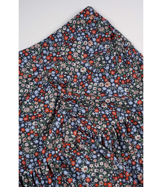 NoBell Meisjes rok bloemen - Nadine - Grijs navy blauw