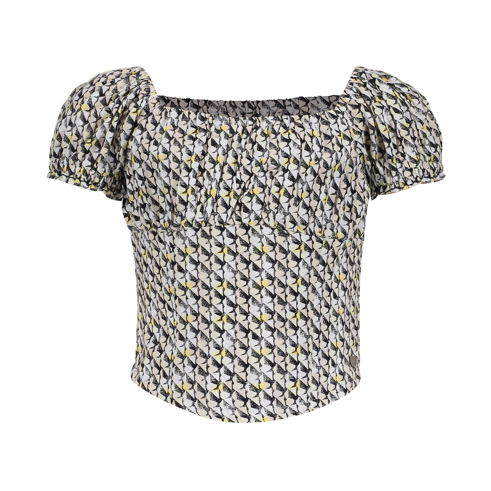 Frankie & Liberty Meisjes blouse - May - Krijt wit / Dusty zand/ Zwart / Honing geel print afbeelding