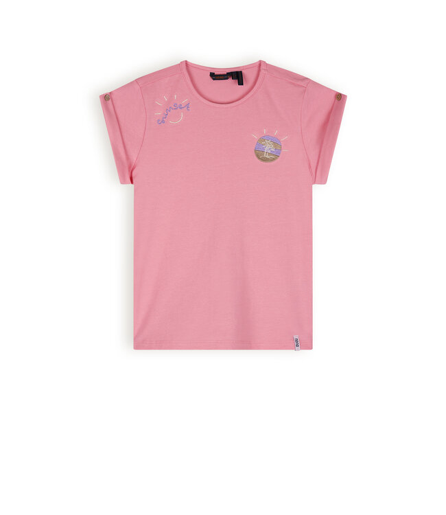 NoNo Meisjes t-shirt basic - Kiki - Strawberry roze