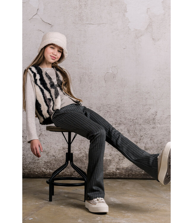 KIEstone Meisjes gilet - Plum - Grijs & Off wit