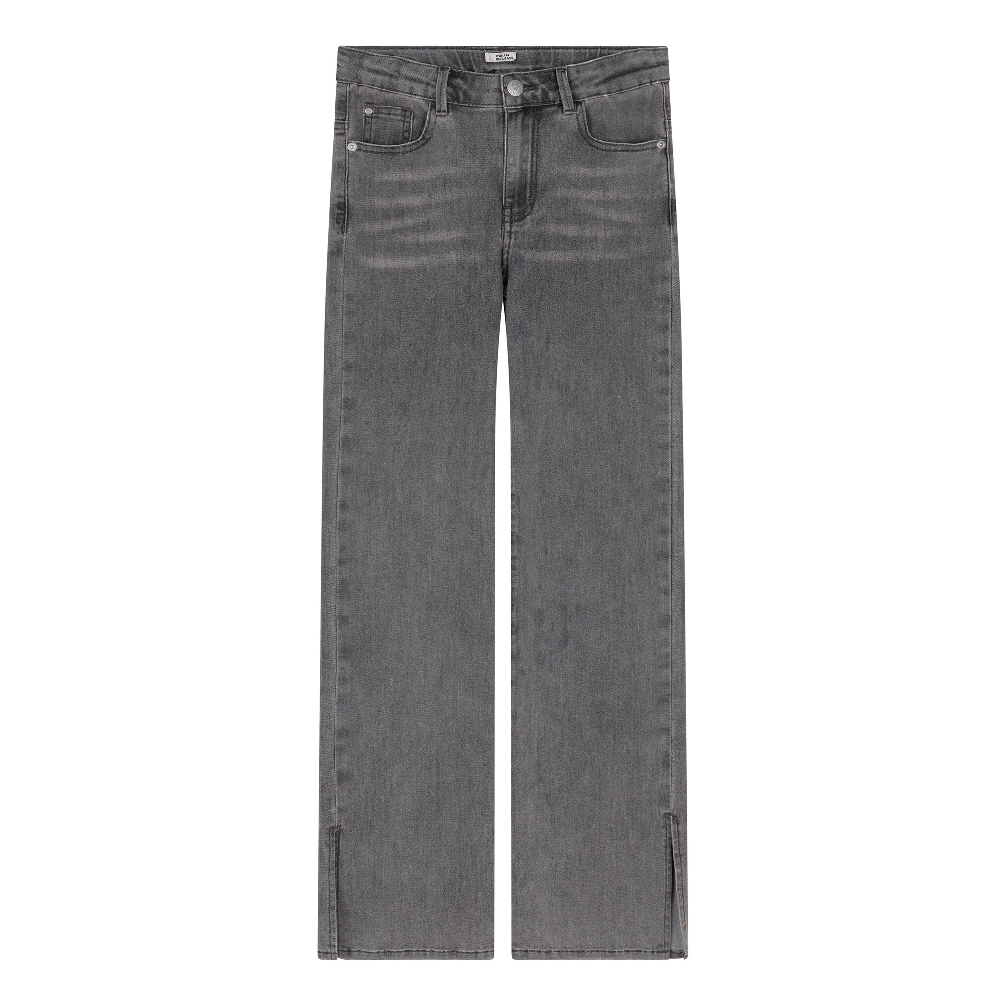 Meisjes jeans broek wide fit split - Licht grijs denim