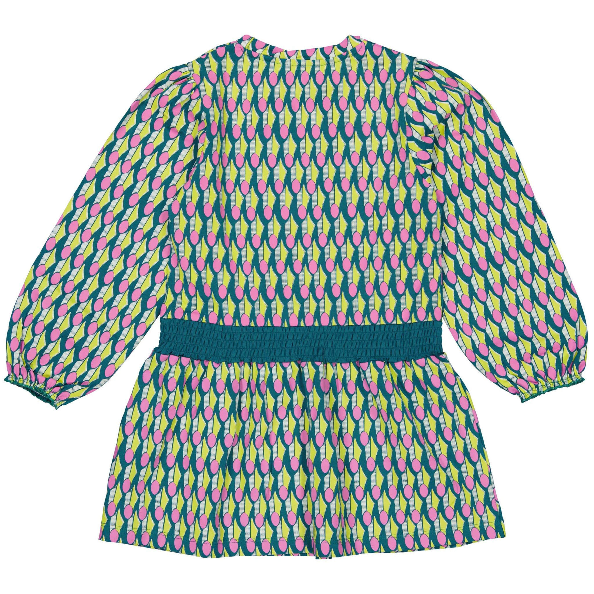 Quapi Meisjes jurk - Dagmar - AOP Blauw grafisch Quapi Meisjes jurk - Dagmar - AOP Blauw grafisch