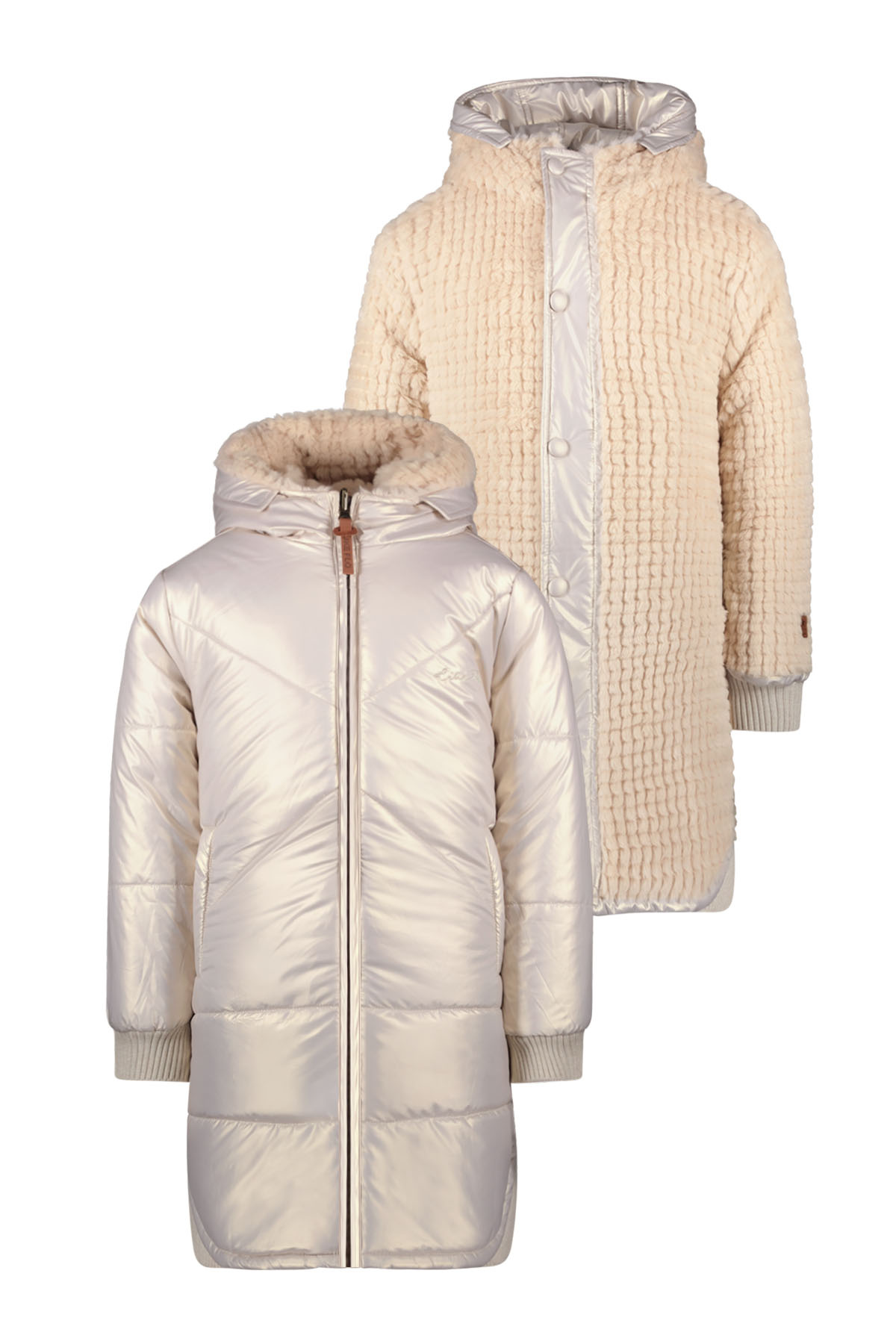 Like Flo Meisjes reversibel winterjas met capuchon - Ariana - Metallic lt goud