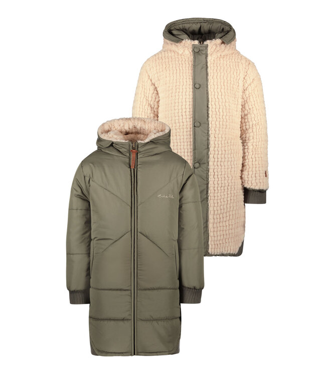 Like Flo Meisjes reversibel winterjas met capuchon - Ariana - Army groen