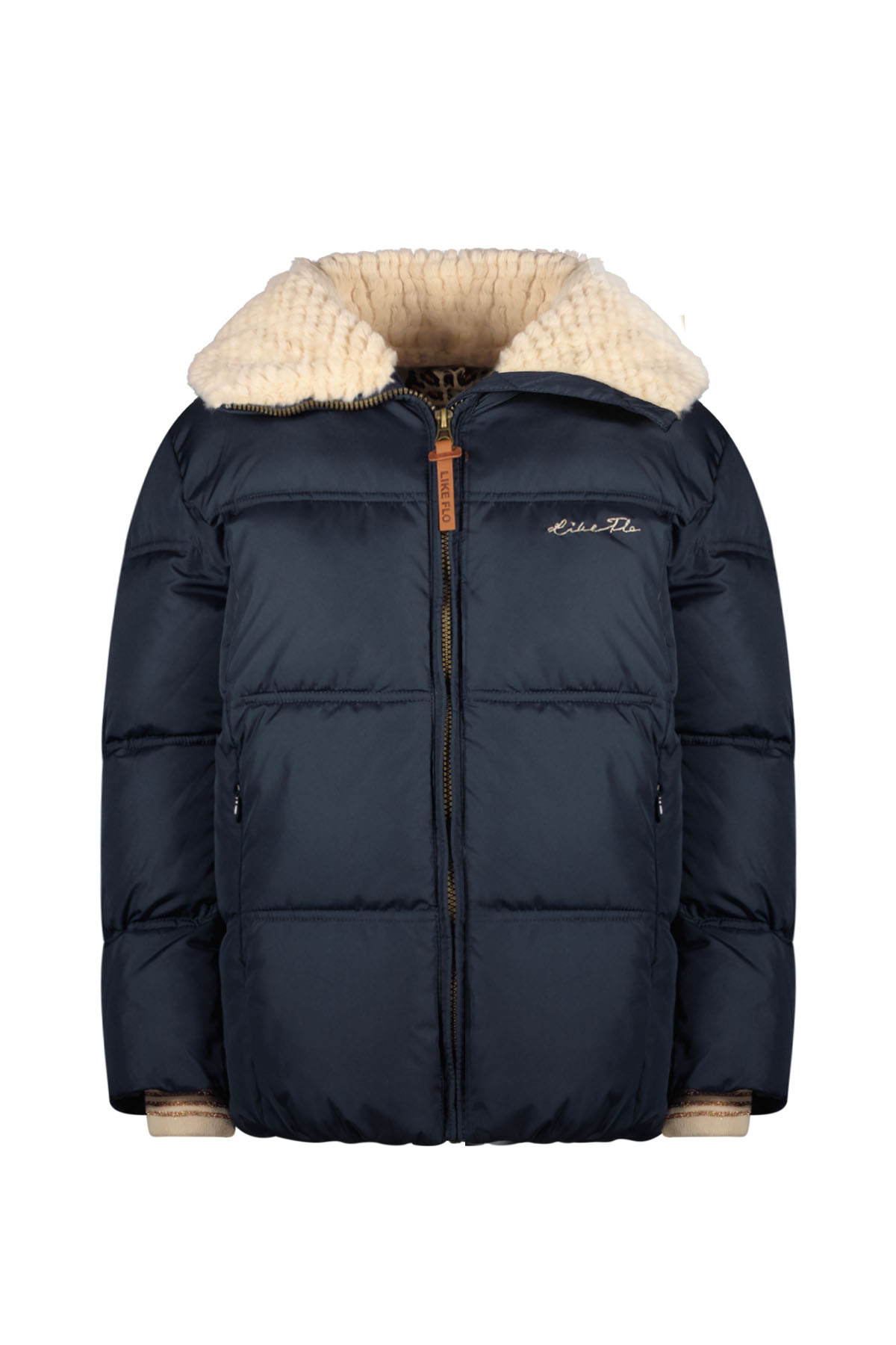 Like Flo Meisjes winterjas fancy met capuchon - Amaya - Navy blauw