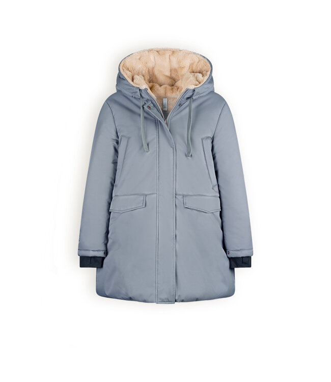 NoBell Meisjes winterjas lang met capuchon - Belvine - Rosemary groen