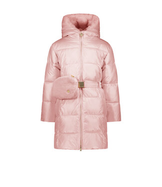 Le Chic Meisjes winterjas met riem en furry tas - Birdo - Cotton candy