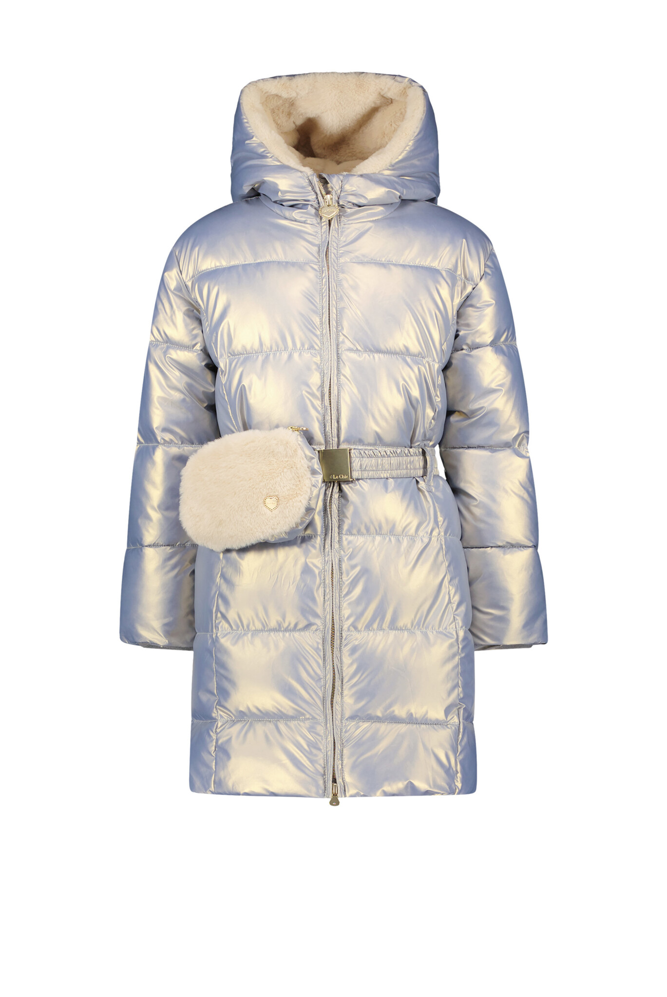 Le Chic Meisjes winterjas met riem en furry tas - Birdo - Arctic Sunrise