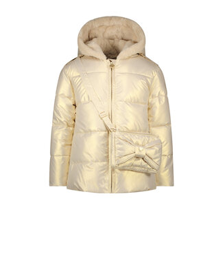 Le Chic Meisjes winterjas kort met strik en tas - Babs - Dreamy Creamy