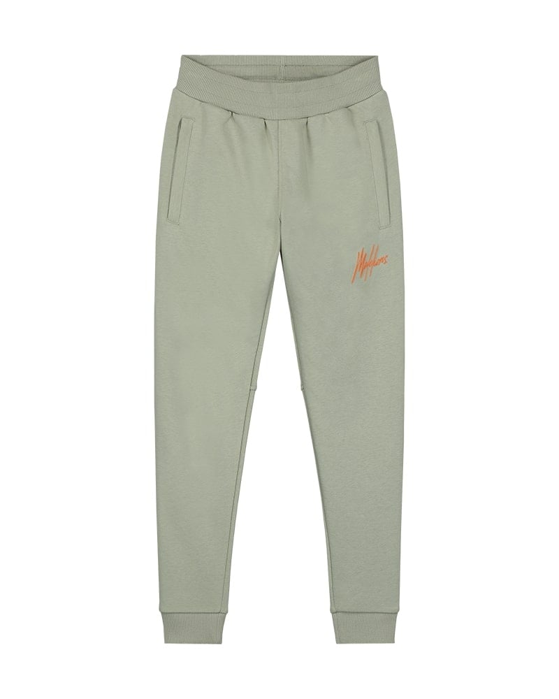 Malelions Sweat broek signature gestreept - Zeegras / Oranje