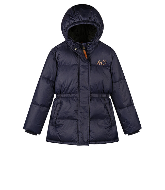 Moodstreet Meisjes winterjas lang - Luna - Navy blauw