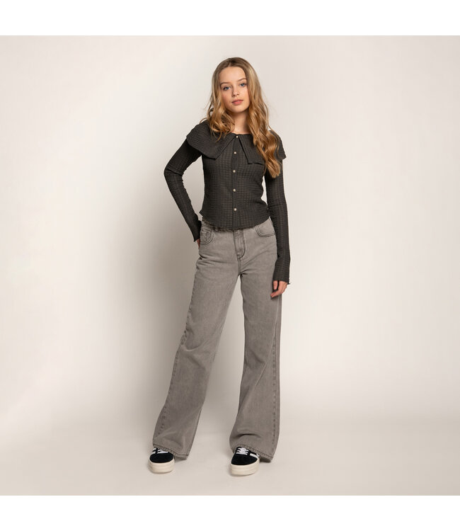 Frankie & Liberty Meisjes broek - Attitude Wide Leg - Grey Denim