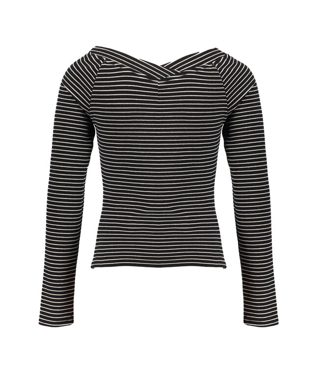 Frankie & Liberty Meisjes sweat shirt - Puck - Stripes Off White Black
