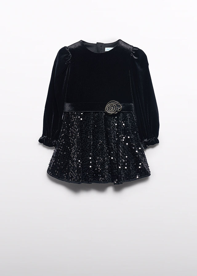 Abel & Lula Meisjes jurk velvet pailletten - Zwart Abel & Lula Meisjes jurk velvet pailletten - Zwart