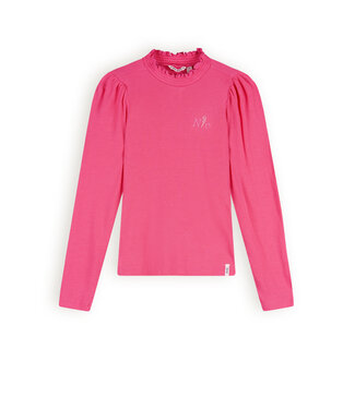 NoNo Meisjes t-shirt rib jersey - Koss - Azalea roze