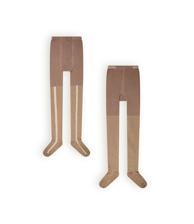 NoNo Meisjes maillot glitter met streep - Rise - Zand blush