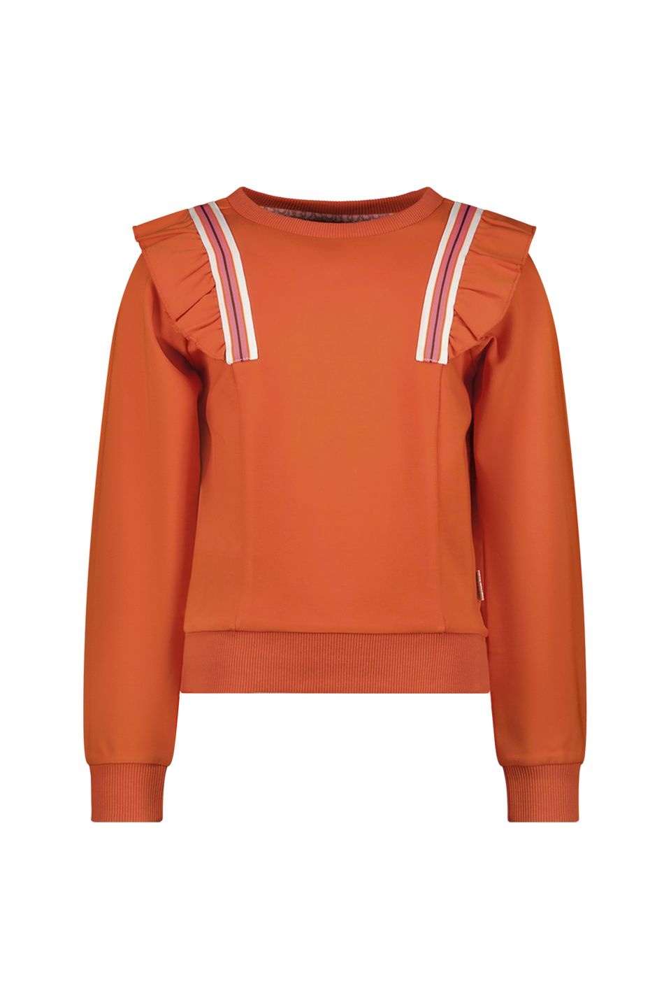 B.Nosy Meisjes sweater ruffel - Sara - Orange glo