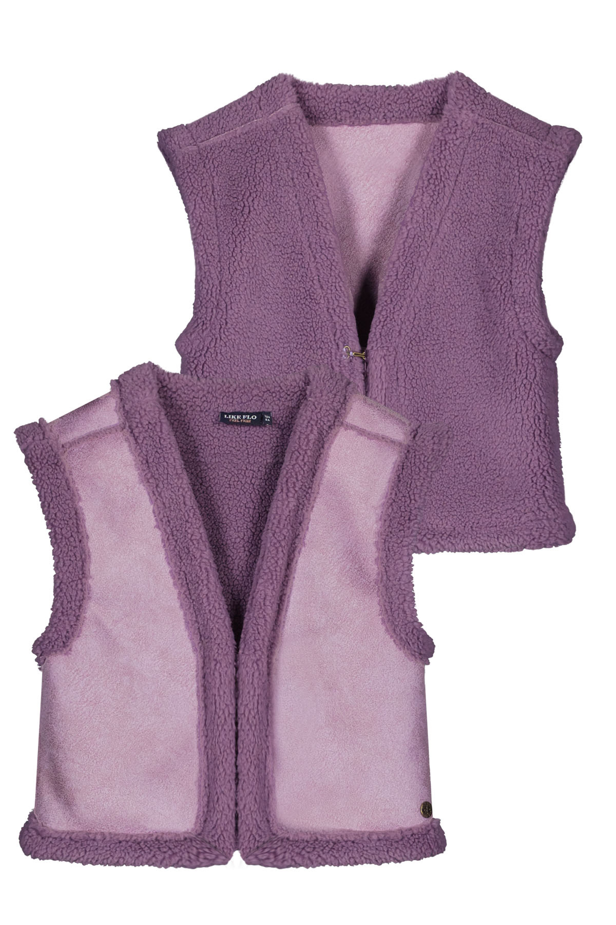 Like Flo Meisjes reversibel gilet teddy - Dewi - Lavendel