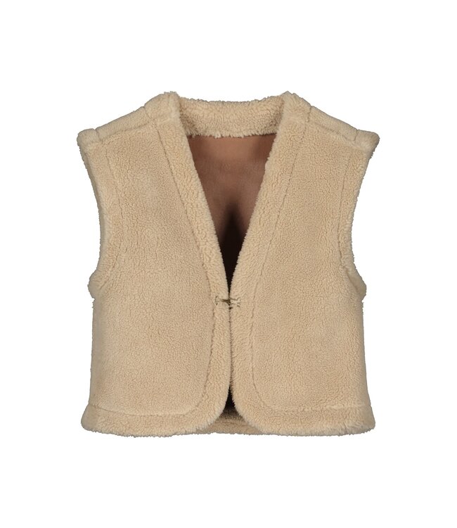 Like Flo Meisjes reversibel gilet teddy - Dewi - Cognac
