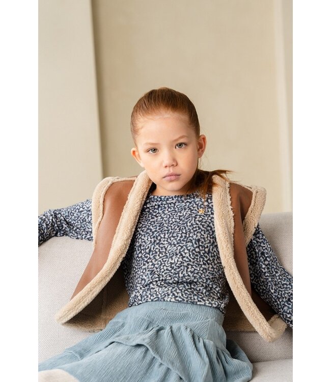 Like Flo Meisjes reversibel gilet teddy - Dewi - Cognac