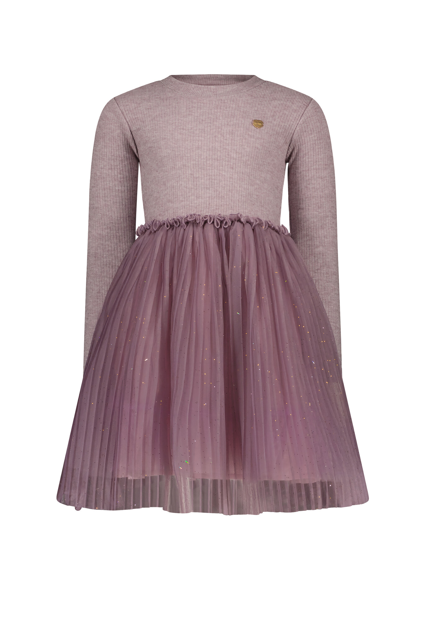 Le Chic Meisjes jurk zacht gebreid & tule - Smart - Sweet plums